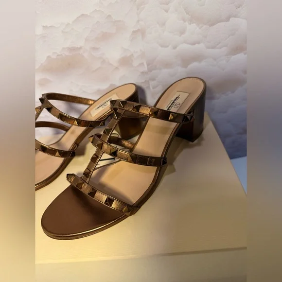 Valentino Garavani Women's Tan Studded Sandals - Picture 2 of 9